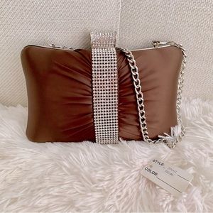 Brown Satin Evening Bag, NWOT